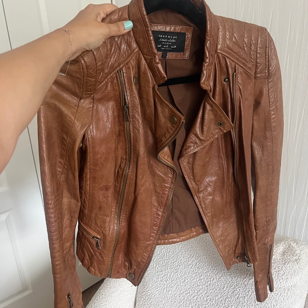 New Zara leather jacket cognac color